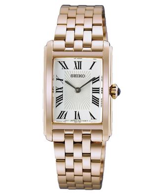 Seiko Damen-Armbanduhr Quarz Rechteckig Roségoldfarben HGG002P1