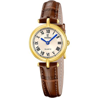 Festina Damen-Uhr Quarz mit Lederband Braun/Goldfarben F20788/2