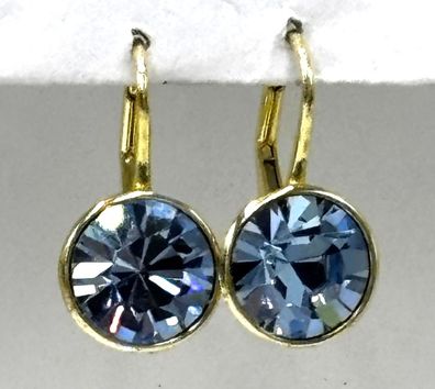 NOVEL Ohrringe 0,925 Sterlingsilber vergoldet blauer Kristall "Neuwertig"