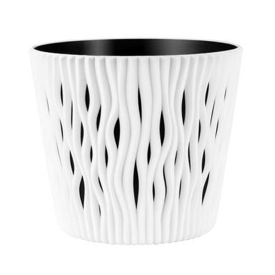 Pflanzgefässe Blumentopf Sandy round weiß Kunststoff Pflanzkübel ? 16cm Einsatz
