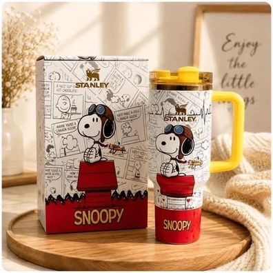 Snoopy Stanley Trinkbecher 40oz, Geschenkbox mit laserbedruckter Gravur