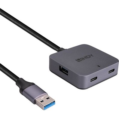 LINDY 5m USB 3.0 Hub, 4 Ports 2 USB Typ C und 2 USB Typ A
