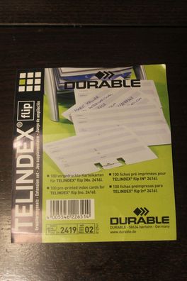100 vorgedruckte Karteikarten für Durable Telindex flip; Erweiterungssatz