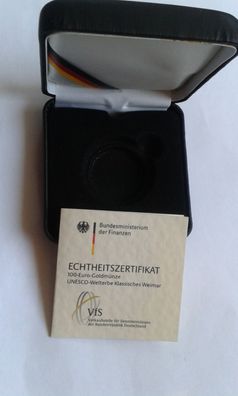 Etui und Zertifikat für 100 euro 2006 Weimar 1/2 Unze Gold Deutschland