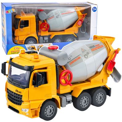LeanToys Betonmischer, rotierende Trommel, Licht/Sound, Baustellenfahrzeug