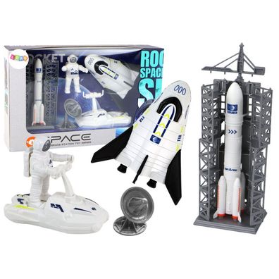 LeanToys Space Mission Set Weltraumrakete Astronaut Raumschiff 5-tlg