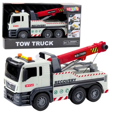 LeanToys Bau-LKW mit einstellbaren Kranlichtern und Geräuschen, Weiß