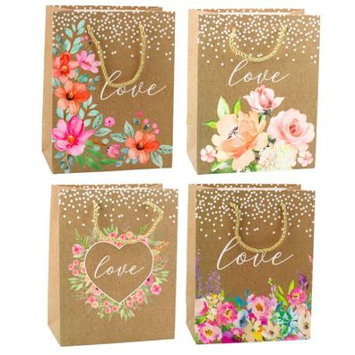 LeanToys Geschenktüte mit Aufschrift Love Flowers 23 x 18 x 10,5 cm
