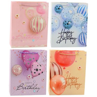LeanToys Geburtstagsgeschenktüte Happy Birthday Luftballons 32 x 26 x 12 cm