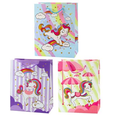 LeanToys Kinder Geschenktüte Einhorn Bunt 23 x 16 x 10 cm