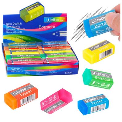 LeanToys Schulbüro Farbiger Radiergummi WB-3486-20 6cm Mix