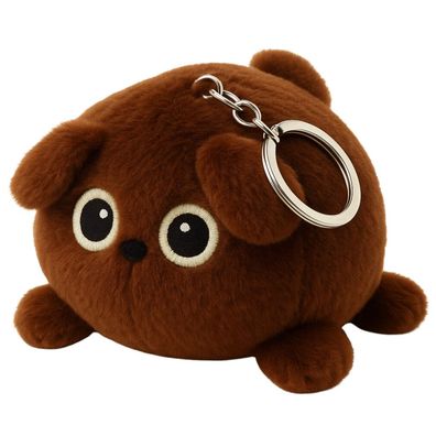 Plüsch Schlüsselanhänger Maskottchen Kuscheltier Teddybär Braun Metallring 9cm