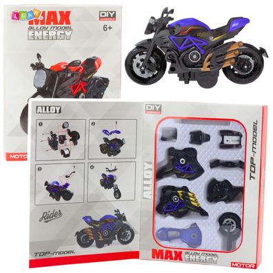 LeanToys Motorrad Spielzeug DIY von Schrauben Metall 1:14 DIY Schwarz & Blau