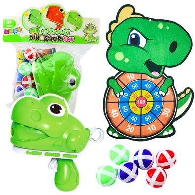 LeanToys Geschicklichkeitsspiel Zielschießpistole Klettbälle Dinosaurier