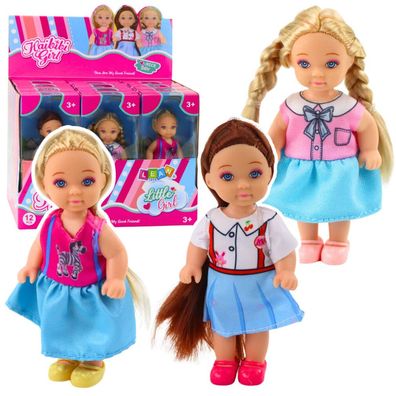 LeanToys Kaibibi Mini-Puppe mit langen Haaren und buntem Kleid, 12 cm, gemischt