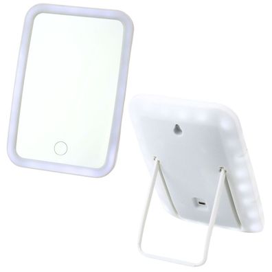 LeanToys LED-beleuchteter Make-up-Kosmetikspiegel, kabellos, weiß