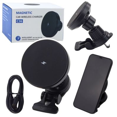 LeanToys Magnetische Autohalterung mit 15-W-Induktionsladegerät
