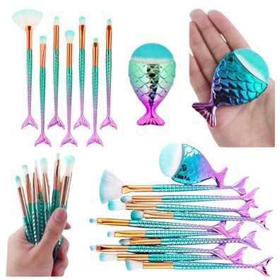 LeanToys Meerjungfrauenschwanz-Make-up-Pinsel-Set Lila-Grün 8-tlg