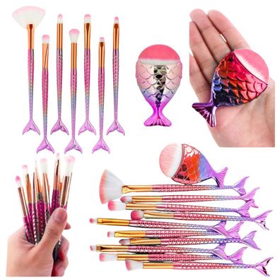 LeanToys Meerjungfrauenschwanz-Make-up-Pinsel-Set Lila-Pink, 8-tlg
