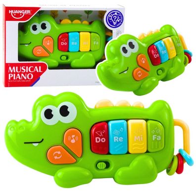 LeanToys Interaktives Musikklavier für Kleinkinder, Krokodilperlen, Grün