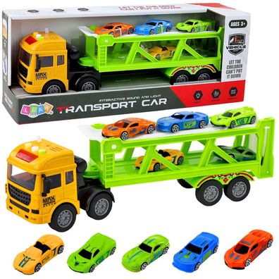 LeanToys Lora Transport LKW mit Autos Licht/Sound Grün