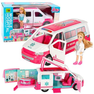 LeanToys Mobiles Krankenhaus, Krankenwagen, 2-in-1-Puppenarzt, medizinisches Zubehör