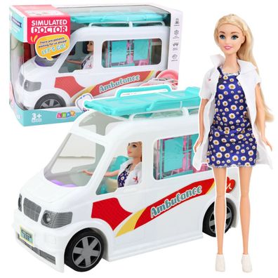 LeanToys Mobiles Krankenhaus mit Trage 2-in-1 Puppenarzt-Zubehör