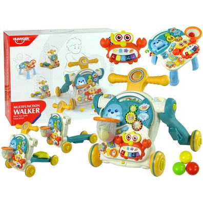 LeanToys 4in1 Pushchair Learning Table Scooter Bike For Baby Blue
