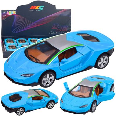 LeanToys Sportwagen Metal Drive Lights Sounds Blue 1:32