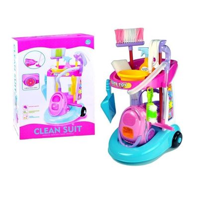 LeanToys Cleaning Set on a Cart with a Vacuum Cleaner