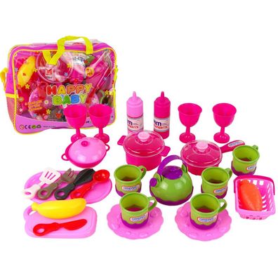 LeanToys IMPORT Geschirrset in einer Tüte 31 Stück Rosa