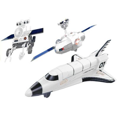 LeanToys Raumflugzeug Solar Power 3 in 1 Mond Erkunden Flotte DIY Kreative