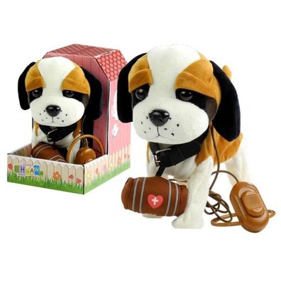 LeanToys Interaktiver Hund an der Leine mit Haus Bernhardiner