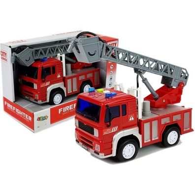 LeanToys Feuerwehrauto Mit Zug, Leiter, Rot 1:20 Mit Sound