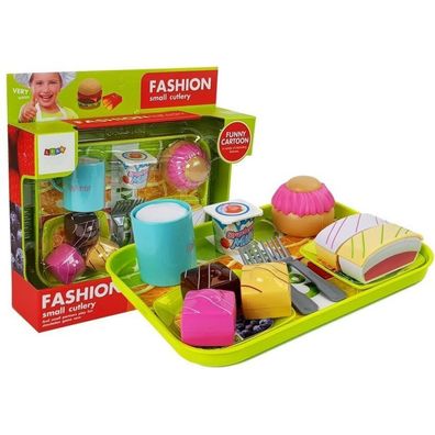 LeanToys Set Dessert Kuchen Essen mit Tablett