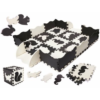 Schaumstoffpuzzlematte / Laufstall für Kinder 25el. schwarz/weiß