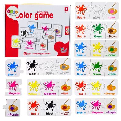 LeanToys Puzzle Pädagogisches Englisch Farben 10 Verbindungen