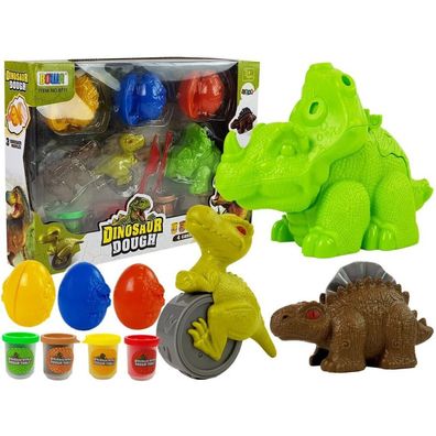 LeanToys Ciastoline Dinosaurier Eierform 12 Stück 4 Farben