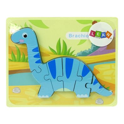 LeanToys Holzpuzzle Dinosaurier Brachiosaurus Blau - (Spielzeuge - Holzspielzeuge)