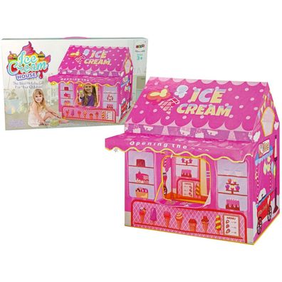 LeanToys IMPORT Prinzessinnen Eiscreme Baby-Zelt Rosa Lichter Sterne