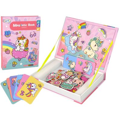 LeanToys IMPORT Magnetisches Puzzle Buch Einhörner Puzzles Karten