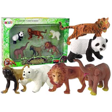 LeanToys 6er-Set Wildtiere Safari-Figuren Tiger Affe Löwe