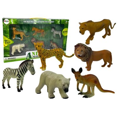 LeanToys Figurensatz Afrika Wildtiere Känguru Zebra