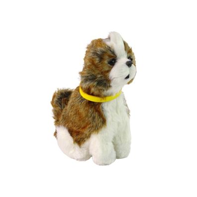 LeanToys Interaktive Shitzu Hunderasse Plüschhund Bellen Bewegt Schwanz