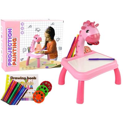 LeanToys Dinosaurier-Tisch Mit Projektor Zum Zeichnen + Zubehör Farbe Rosa