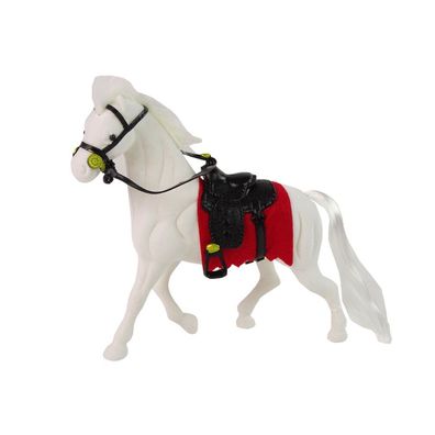 LeanToys Weißes Pferd Sattelfarm Figur