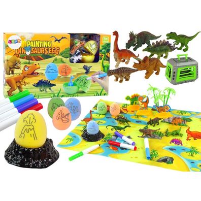LeanToys DIY Kreativset Dinosaurier-Eier zum Bemalen Transporter