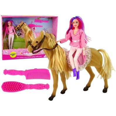 LeanToys Puppenreiter mit braunen Ponyfiguren