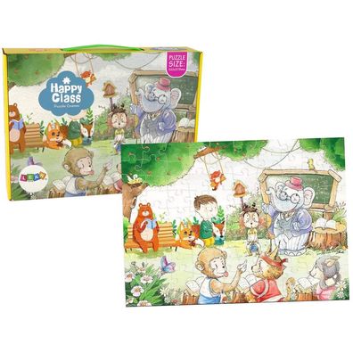 LeanToys Puzzle Schule für Tiere 100 Teile