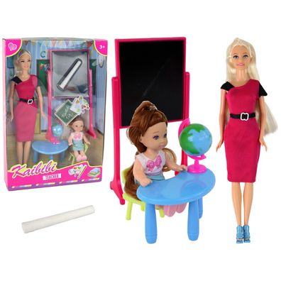 LeanToys Lehrerpuppe mit Schulzubehör für Schüler